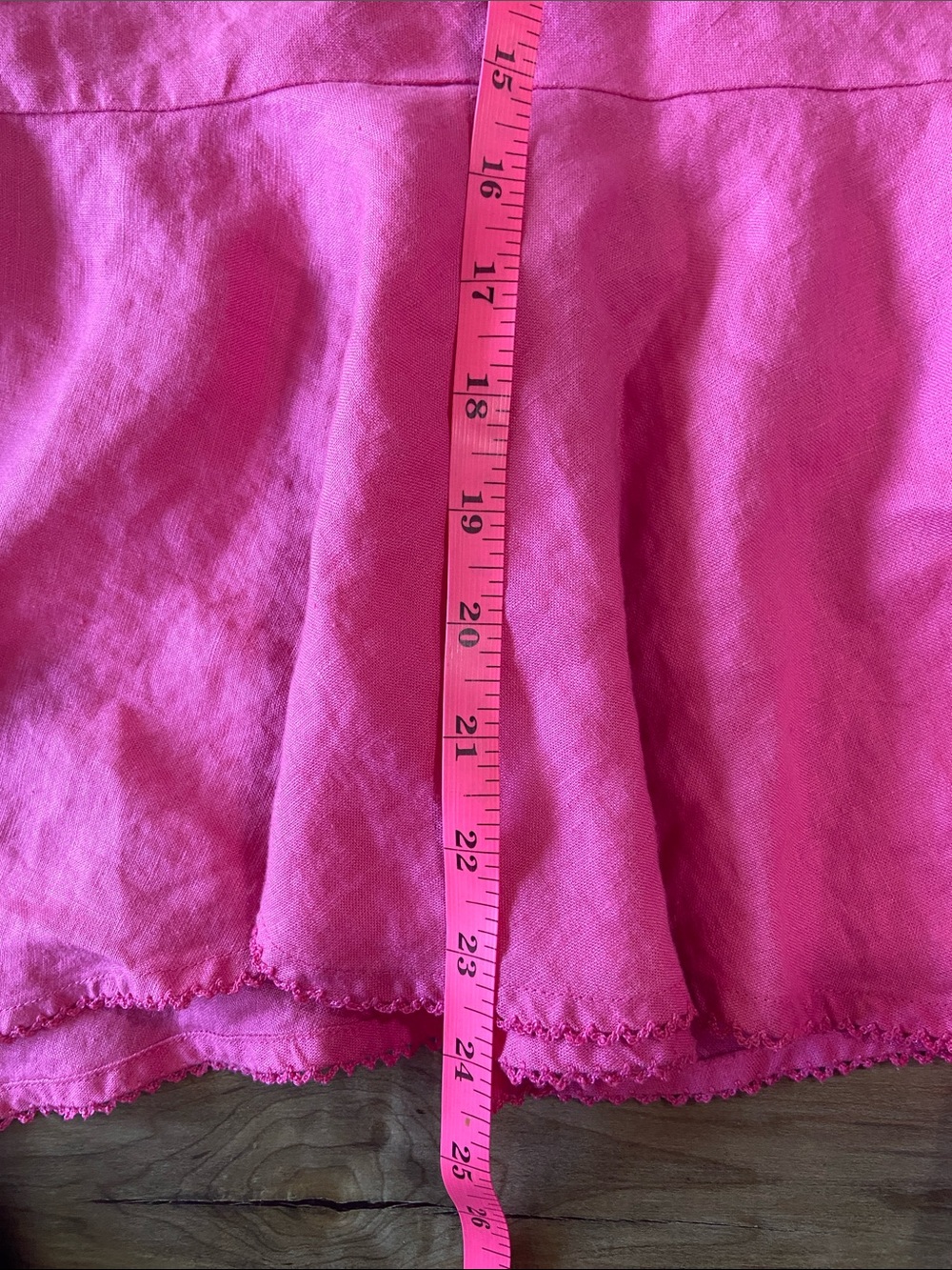 Pink Ruffle Hem Linen Skirt - Picture 3 of 6